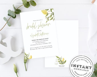 Lemon Bridal Shower Invitation | Download Lemons Bridal Shower | DIY Lemon Invitation | Summer Invite | Print Invite Template