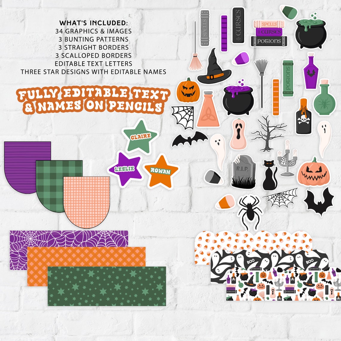 Halloween Bulletin Board Kit Bulletin Board Borders, Decor, Letters ...