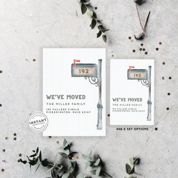 Moving Announcement Card | We've Moved Farmhouse Printable Card | New Address Card | Change of Address Card Watercolor Farmhouse Template