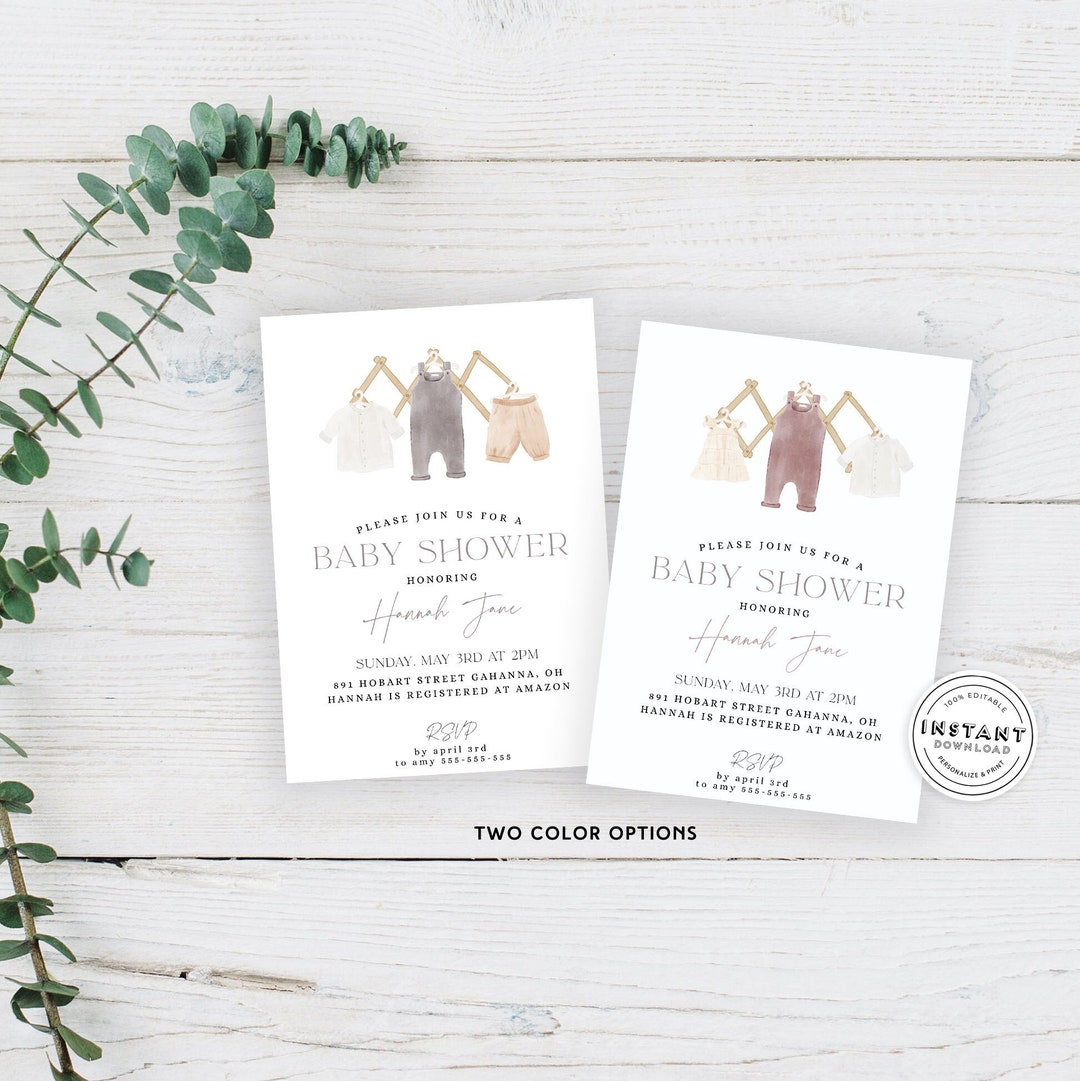 Printable DIY Baby Shower Invitation Minimalistic Design | Rainbow and ...