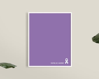 Fighting Like a Warrior Cystic Fibrosis Digital Art Print | CF Foundation Printable | Purple Ribbon | CF Print
