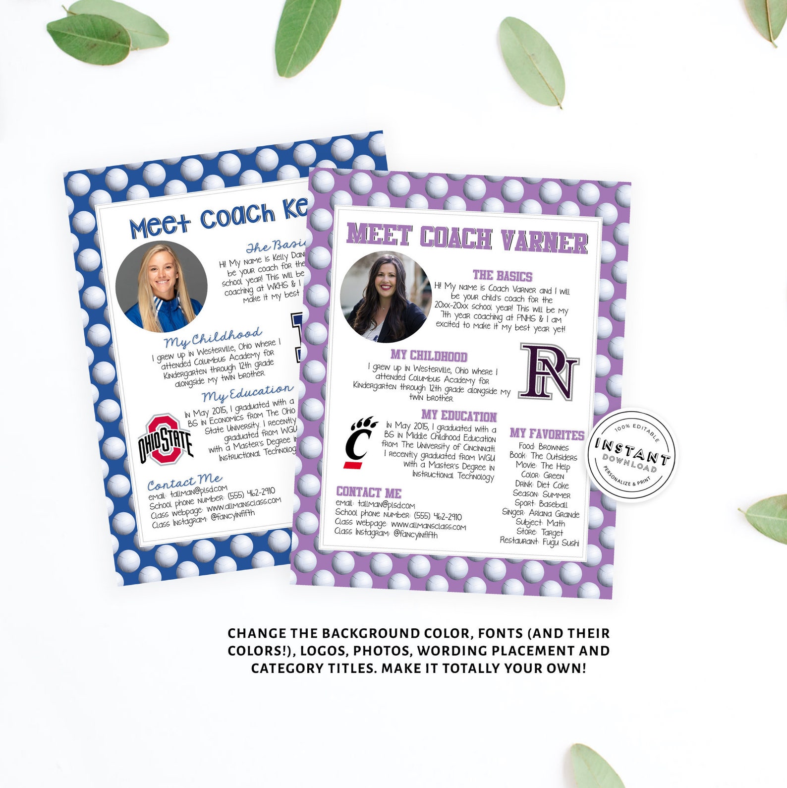 Meet the Coach Volleyball Template Coach Introduction Form Etsy