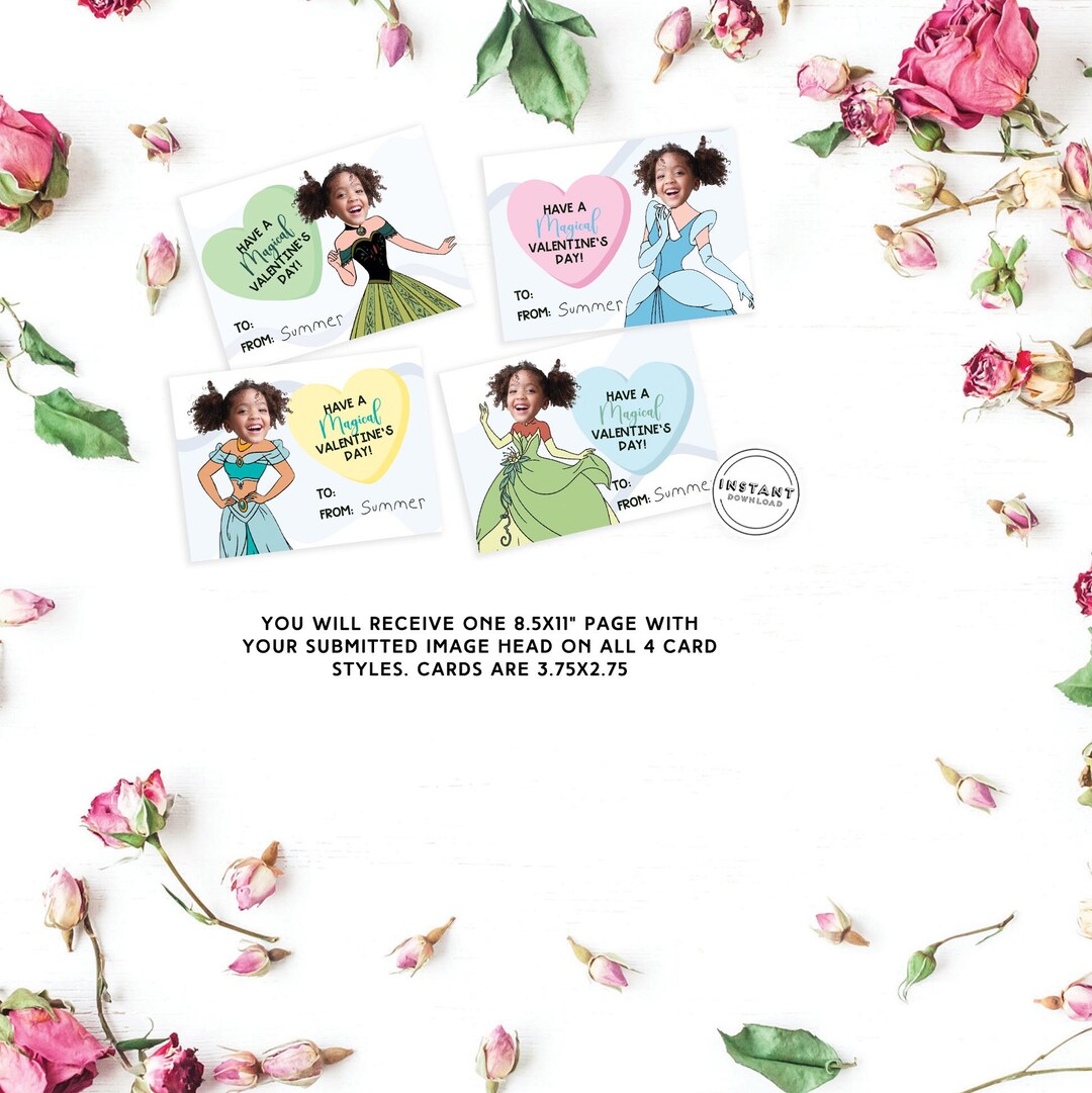 CUSTOM Princess Valentines Cards for Classmates | Princess Valentine ...