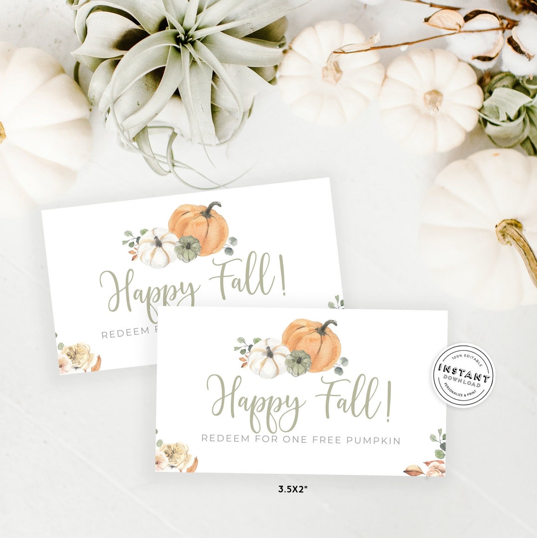 Pumpkin Gift Coupon | Free Pumpkin Voucher Customizable for Companies | Printable and ...