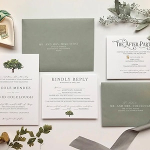 Oak Tree Motif Rustic Wedding Invitation Instant Download | Simple Sage Tree Invite Template | Wedding Stationery Print Home | Rustic Invite