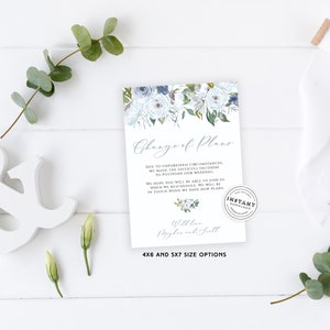 bleu poussiéreux changement de plans | Mariage reporté | Reprogrammer le mariage | Changement de date bleu clair | Événement annulé reporté reprogrammé
