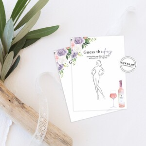Printable Guess The Dress Bridal Shower Game| DIY Bridal Shower Games| Floral Purple Bridal Shower Printable Wedding Game