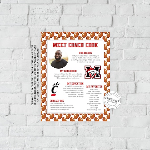 Meet the Coach Football Template Coach Introduction Form - Etsy Meet the Coach Football Template Coach Introduction Form - Etsy