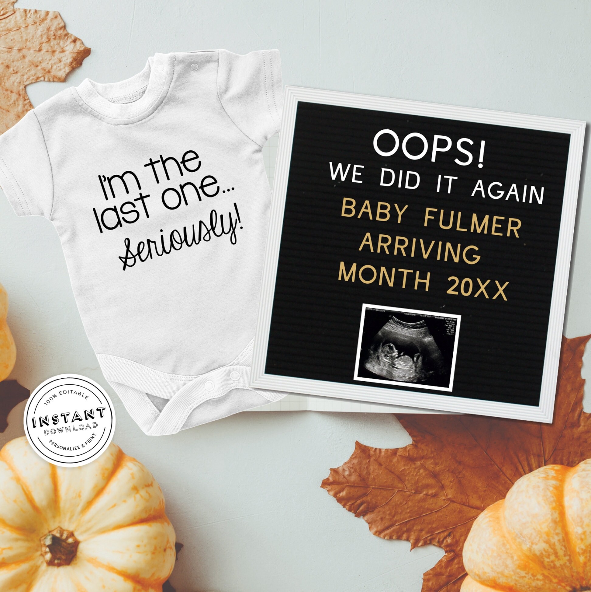 Oops! We Did It Again Pregnancy Announcement| Fall Leaves New Baby Pregnancy Post| Social Media Pregnancy Baby Announcement