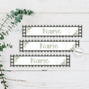 Farmhouse Classroom Desk Name Tag | Modern Farmhouse Teacher Decor | Editable Name Tags | Instant Download Classroom Decor