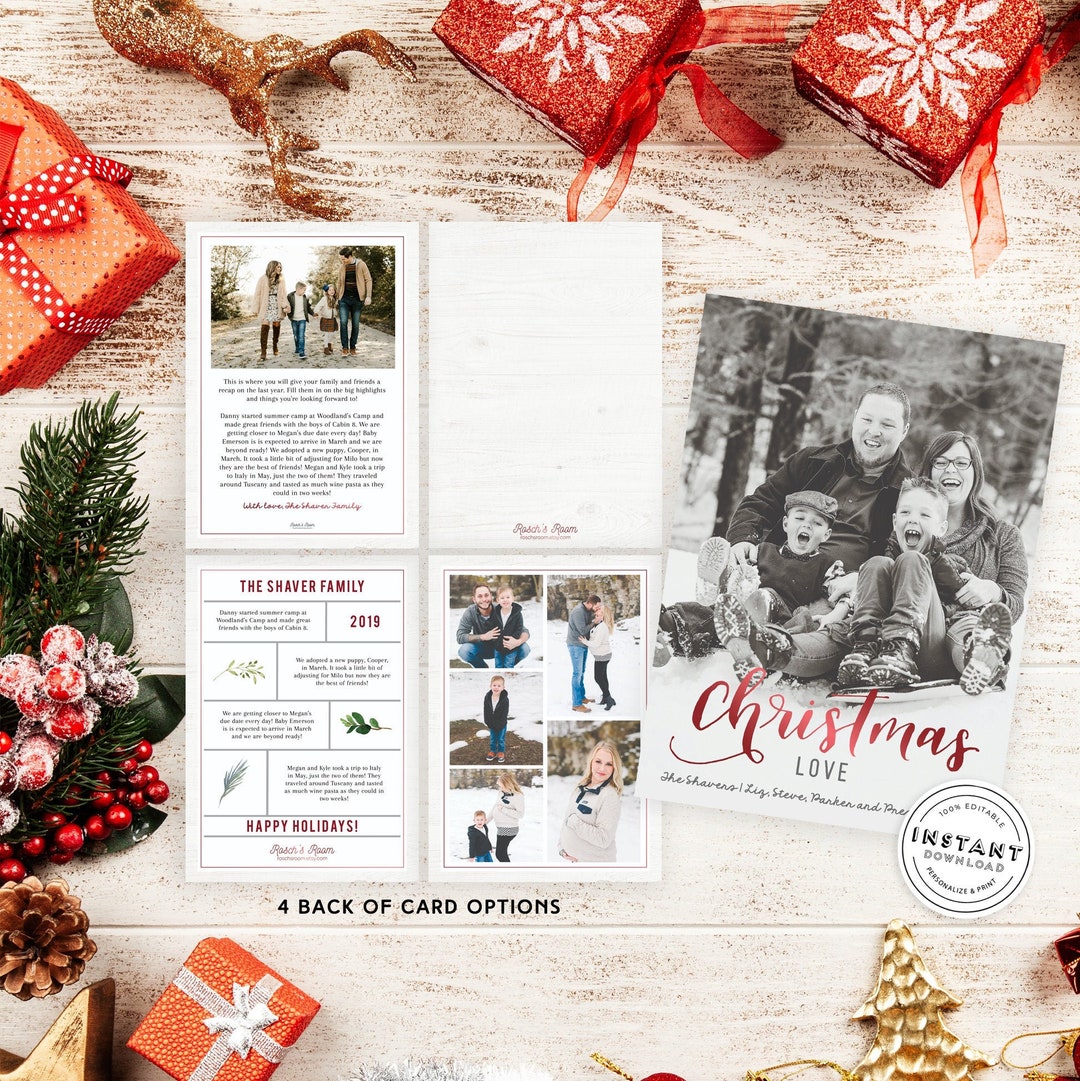 Red Foil Festive Christmas Card | Farmhouse Family Christmas Card | Multiple Photos Xmas Card Template | Year Recap Holiday Card Printable - Etsy red-foil-festive-christmas-card-farmhouse-family-christmas-card-multiple-photos-xmas-card-template-year-recap-holiday-card-printable-etsy