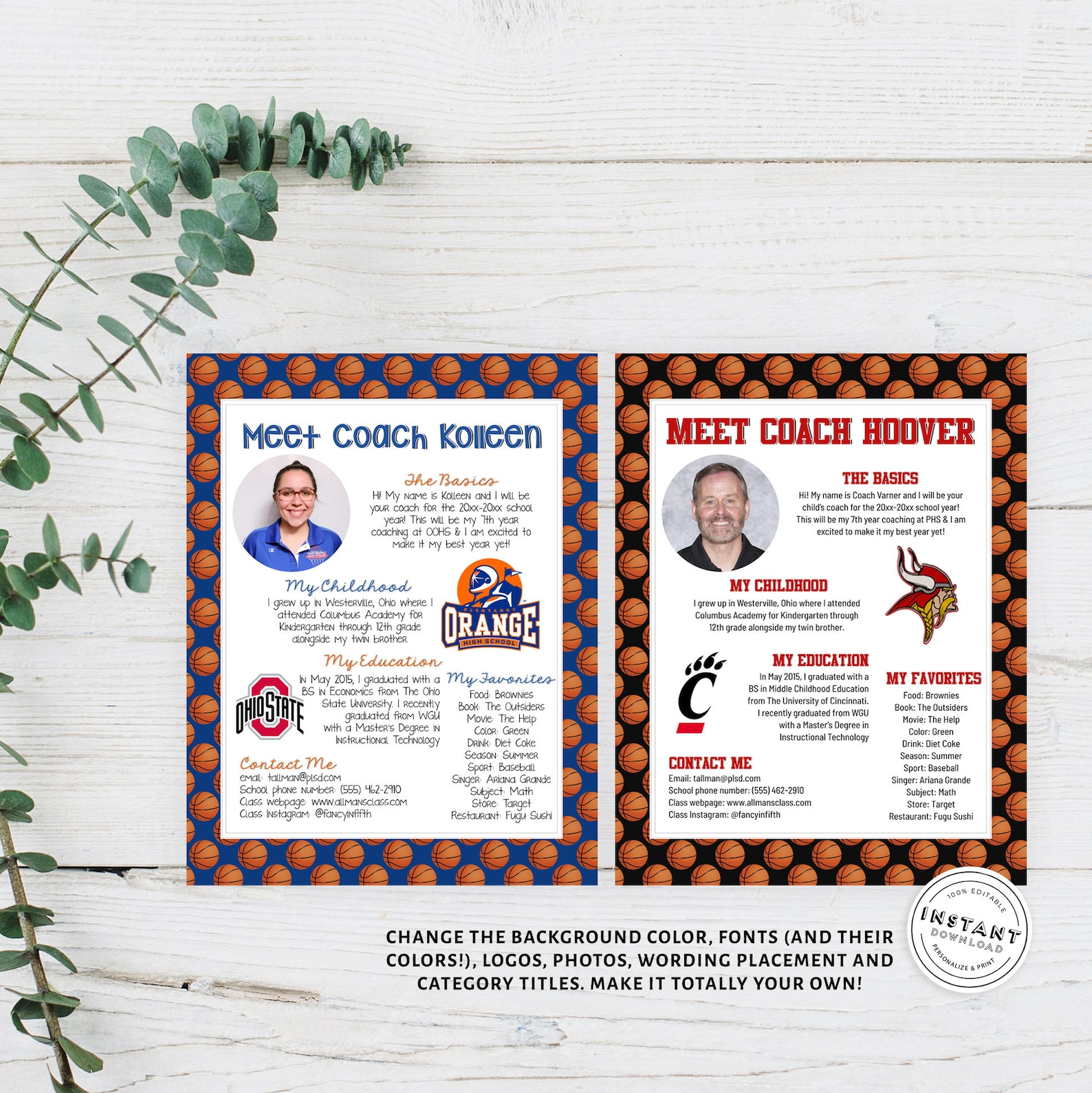 Meet the Coach Basketball Template Coach Introduction Form Etsy UK