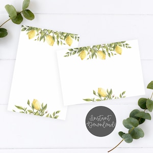 Zitrone Brautparty Blanko Karten 10x15 | Zitrone Briefpapier | Zitrone 100x120 Hintergrund | Einsatz für Zitrone Brautparty Spiele | Schickes Briefpapier