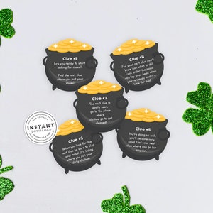 St. Patricks Day Scavenger Hunt for Kids | At Home Holiday Treasure Hunt | Game for Toddlers Pot of Gold Scavenger Hunt Kids Game Printable