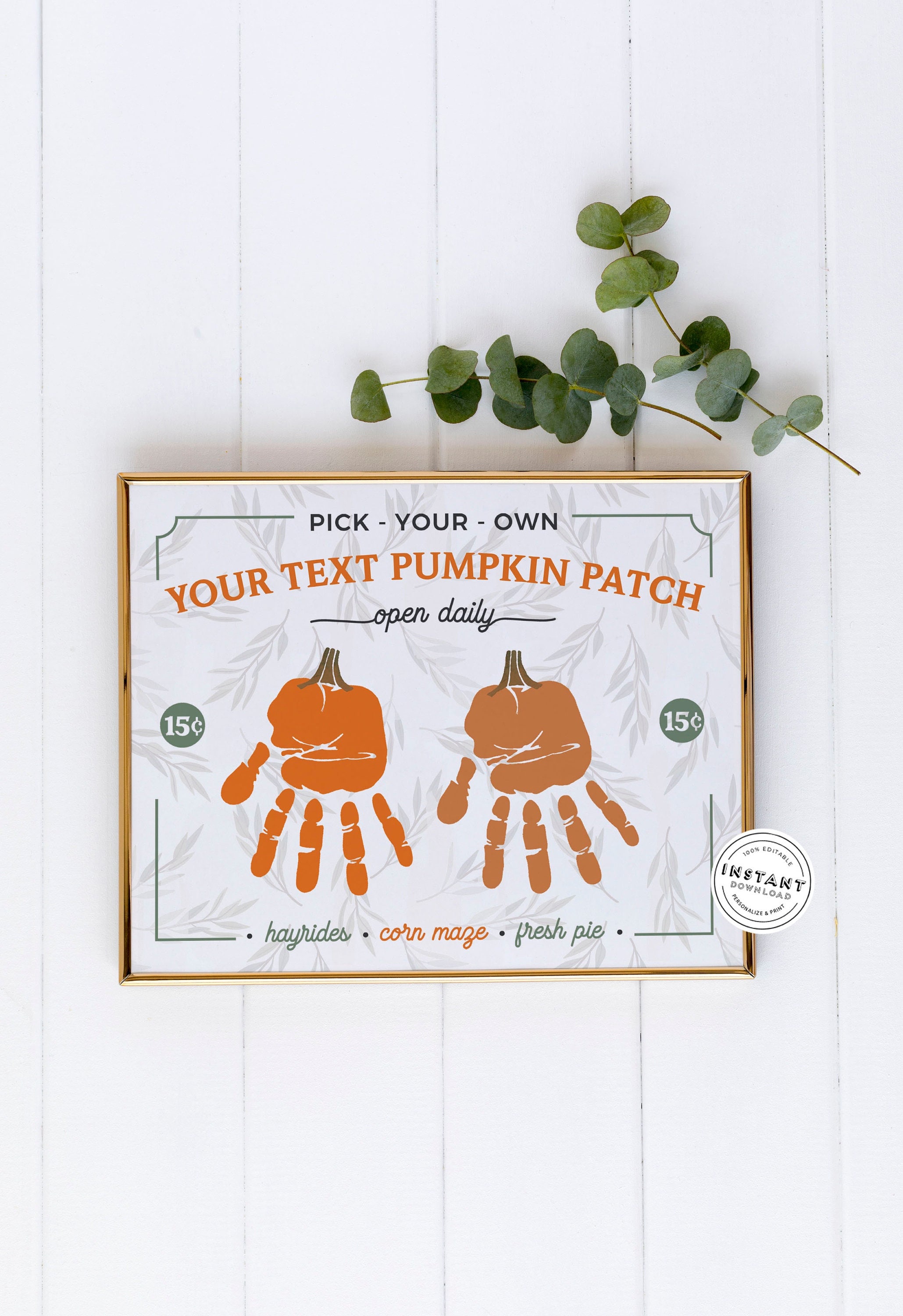 EDITABLE Pumpkin Patch Handprint Craft Pumpkin Patch Fall - Etsy
