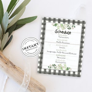 Farmhouse Classroom Schedule | Modern Farmhouse Teacher Decor | Editable Schedule Template | Instant Download Classroom 8.5x11 20x30 Print