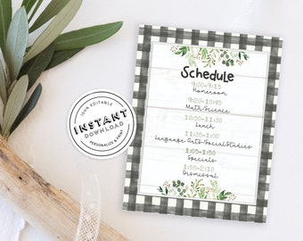 Farmhouse Classroom Schedule | Modern Farmhouse Teacher Decor | Editable Schedule Template | Instant Download Classroom 8.5x11 20x30 Print