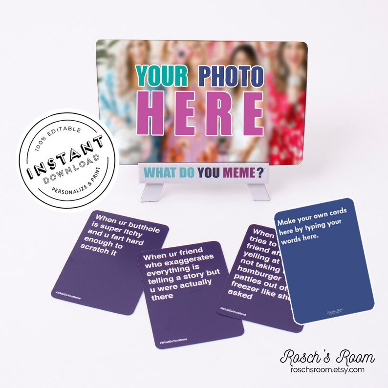 What Do You Meme Card Template Bachelorette Party Games | Etsy