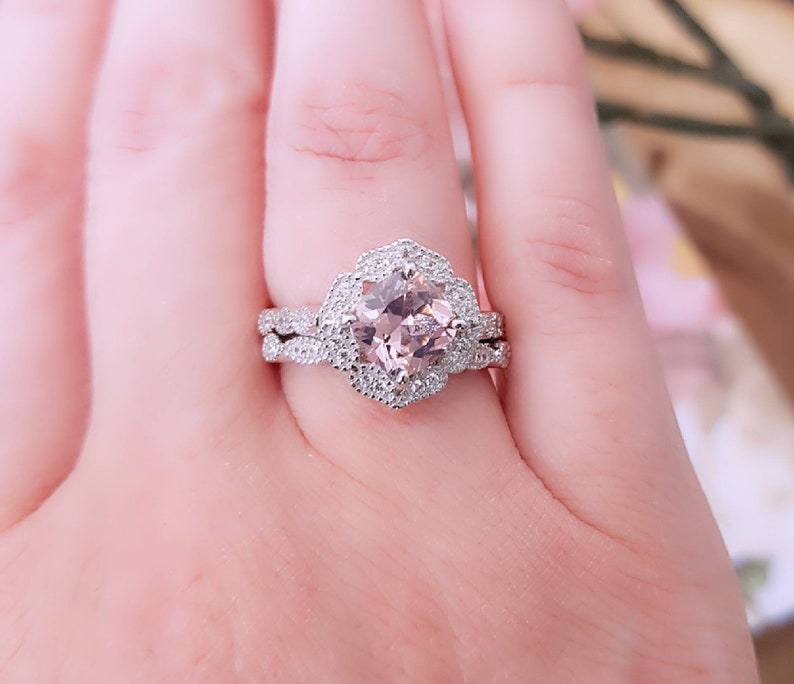 Engagement Ring Morganite Engagement Vintage Ring Pink Engagement Ring Flower Ring Vintage Engagement Ring Engagement Ring Wedding Ring