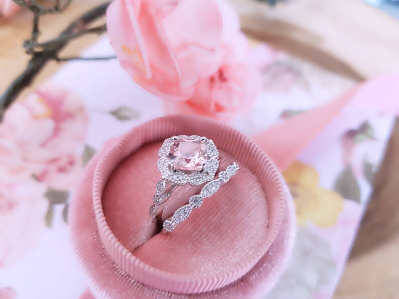 Engagement Ring Morganite Engagement Vintage Ring Pink Engagement Ring Flower Ring Vintage Engagement Ring Engagement Ring Wedding Ring