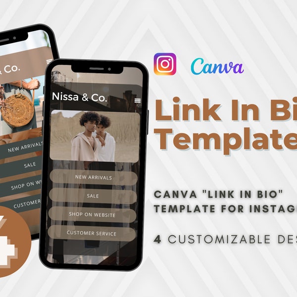 Fashion Link In Bio Template, Instagram Landing Page, Canva Template for Influencer, Blogger and Small Business, Social Media Linktree