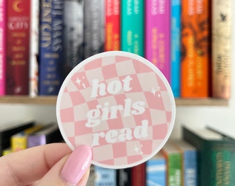 Hot Girls Read Retro Checker Sticker | Booktok Kindle Decal