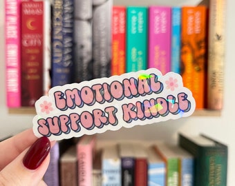 Holographic Emotional Support Kindle Sticker | Retro Bookish Decal
