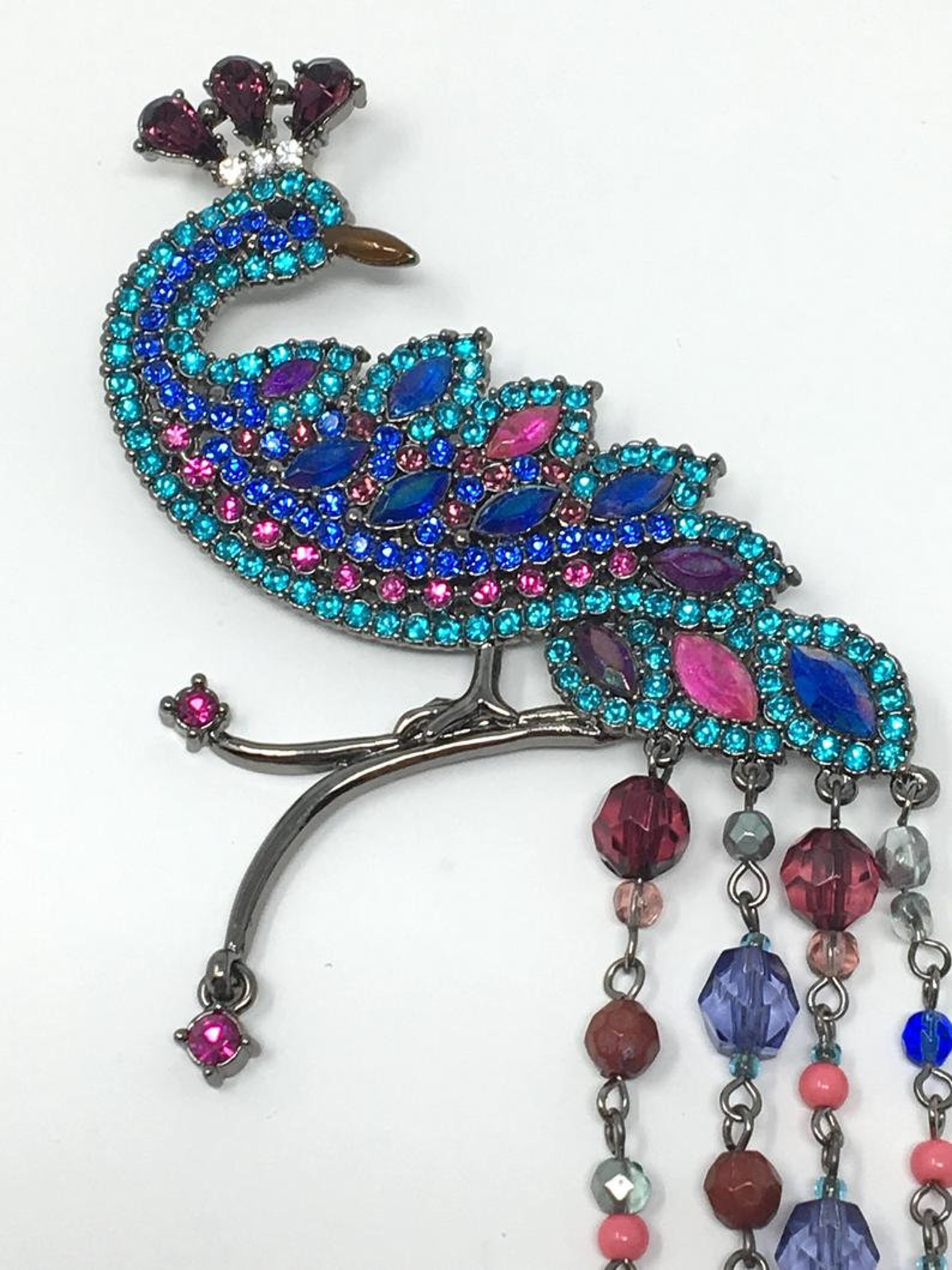 Avon Peacock Brooch Pin With Rhinestones Signed Etsy