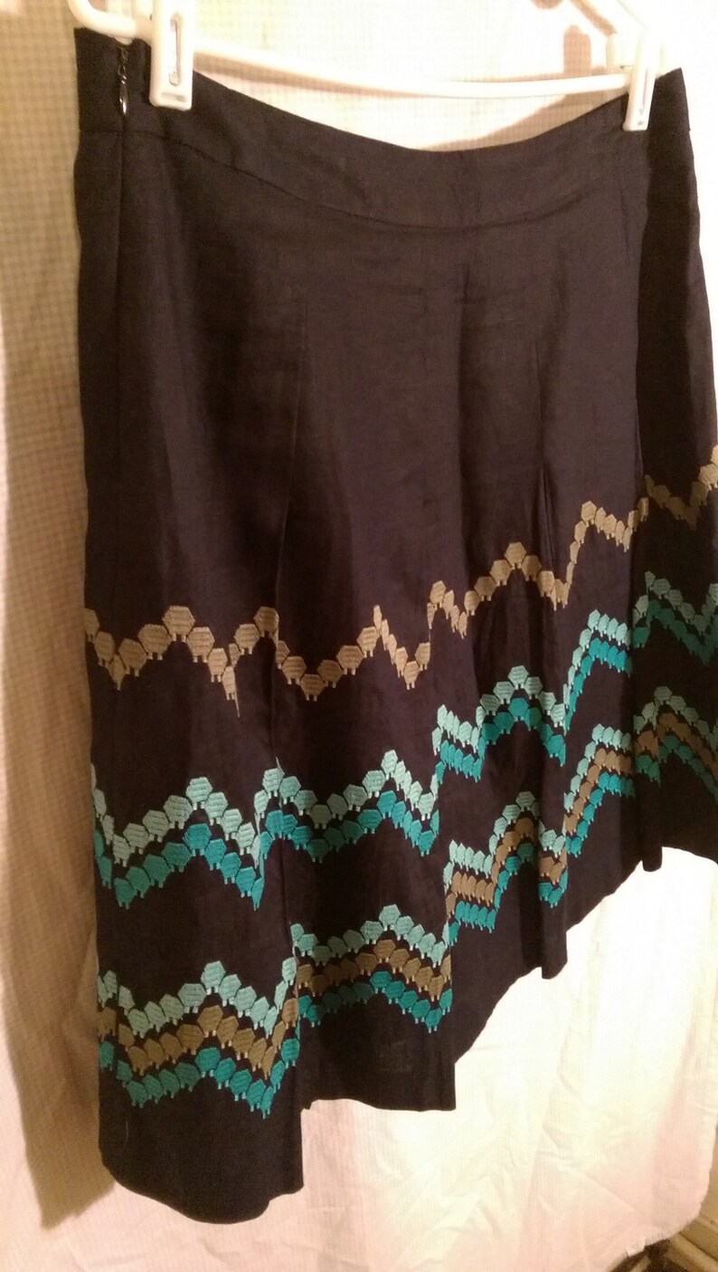 Dressbarn Dark Blue Embroidered Skirt