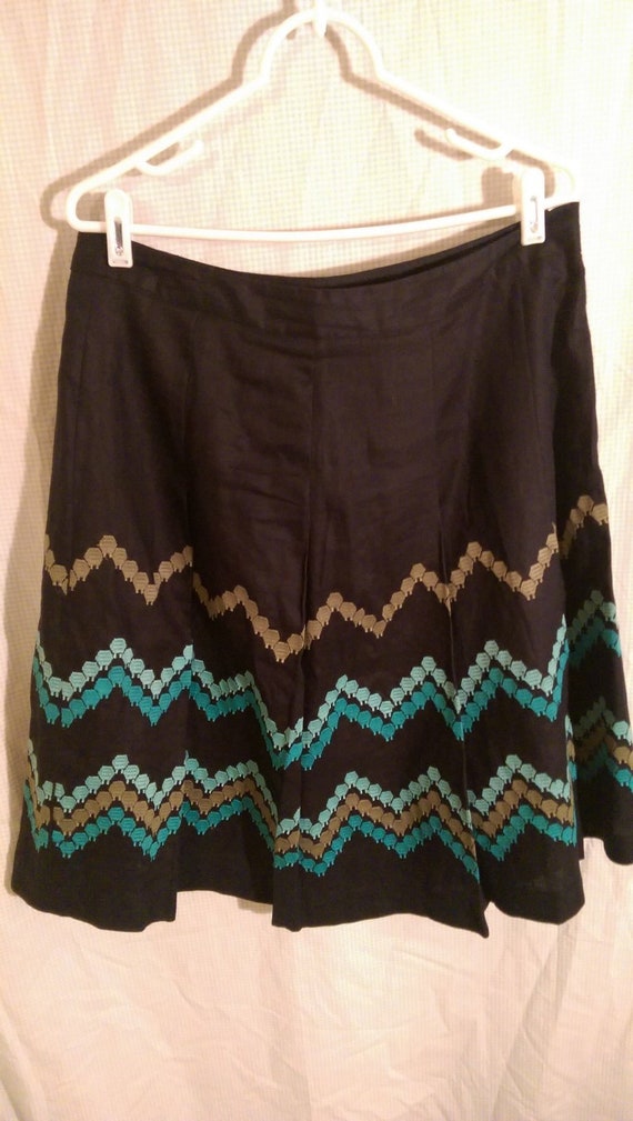 Dressbarn Dark Blue Embroidered Skirt