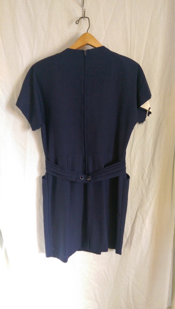 Damon Petites Navy Blue Embroidered Sheath Dress - image 2