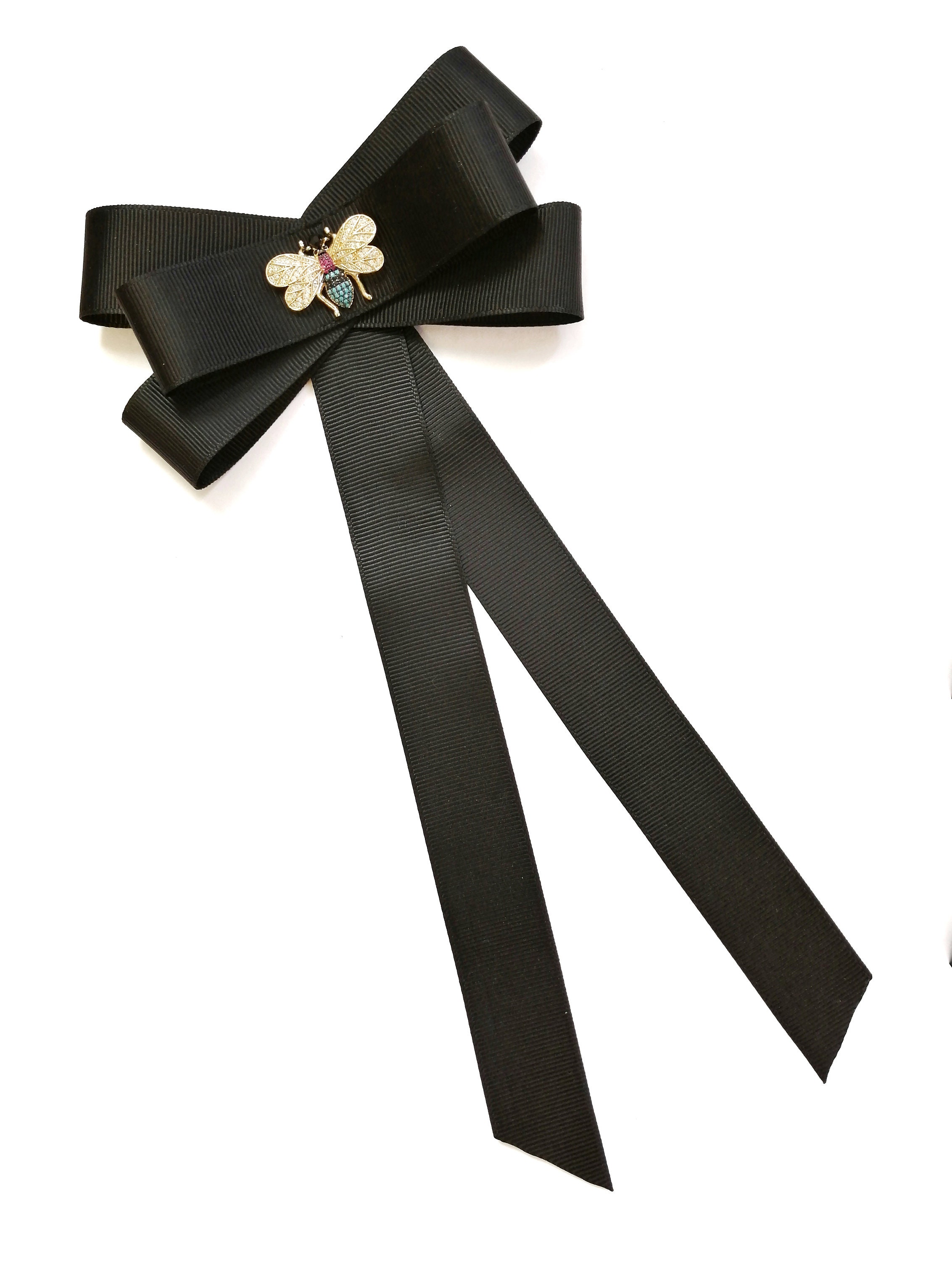 Fashionable Black Bow Brooch Classic Brooch Ribbon Brooch | Etsy