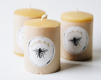 Velas de pilar de cera de abejas pura y suave de 3"