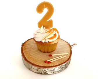 Vela de cumpleaños numerada de cera de abejas, mecha de algodón puro