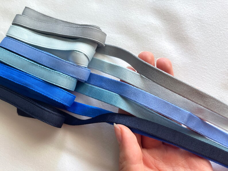 Underwire channeling tape for bras and corsets, 10mm wide in blue shades