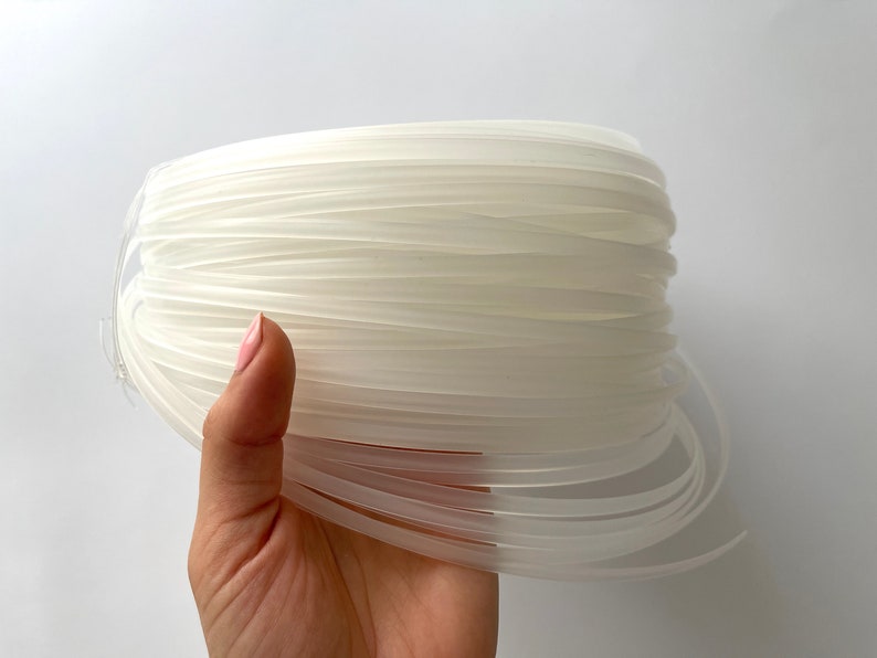 Clear flexible boning pieces for garment structure, available in 5mm size for dressmaking