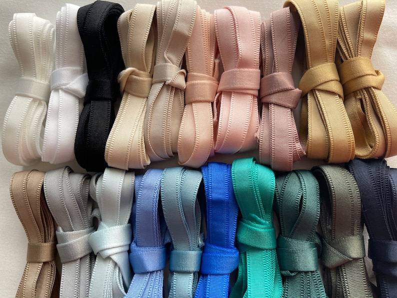Corset making supplies: many colors bone casing ribbon, 10mm wide and 5 yards long
