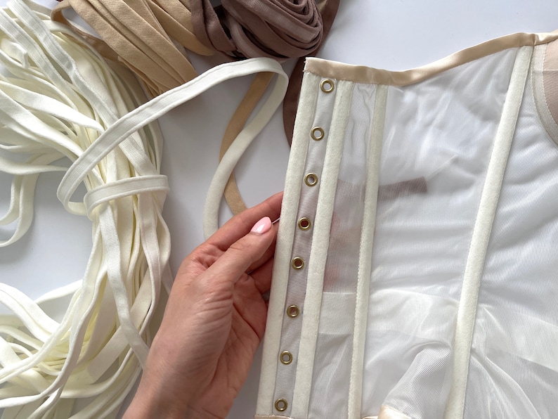 Steel boning in structured corset, suitable for corset making, costume design, and dressmaking