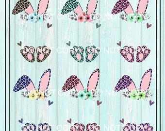 LOT de 6 lapins à imprimé léopard, Pâques PNG | Lapin de Pâques mignon | Téléchargement numérique haute résolution | Design par sublimation pour chemises, mugs
