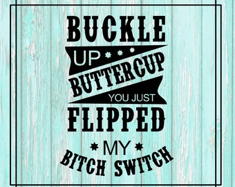 Buckle Up buttercup you just flipped my Bitch Switch, svg digital download file/