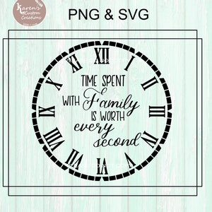 Tijd doorgebracht met familie is elke seconde waard SVG, familieklok gesneden bestand, familieklok ontwerp, familie gezegden, familie prints, familie gesneden bestand