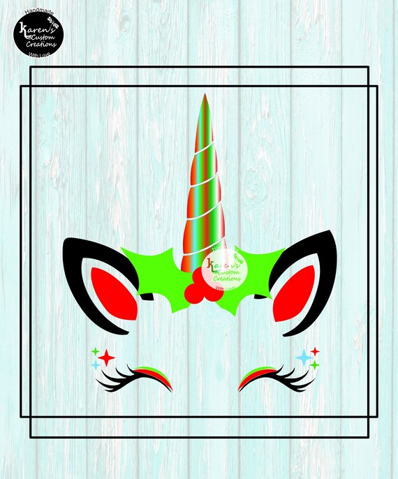 Download Free Unicorn Face Bright Christmas Unicorn Christmas Unicorn Etsy SVG DXF Cut File