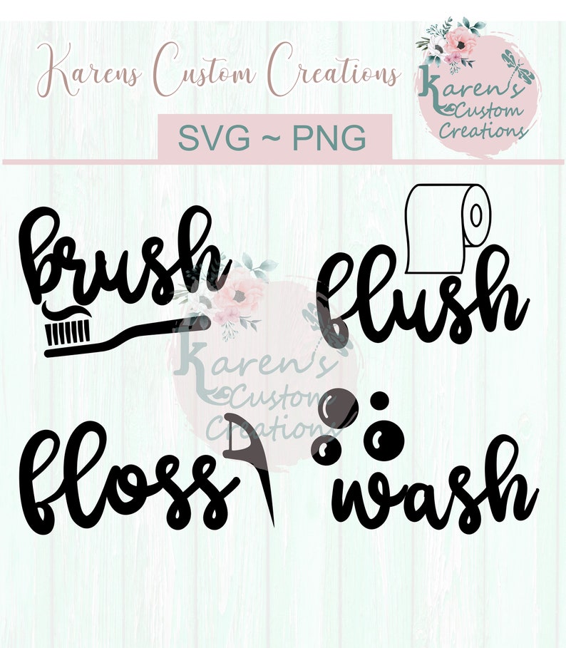Download Brush Flush Floss Wash bathroom sign designs SvG bathroom ...