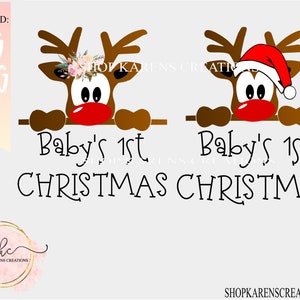 Imágenes PNG de la primera Navidad del bebé, niña reno, niño reno PNG, diseños de renos para la primera Navidad del bebé, reno PNG, niña y niño reno PNG