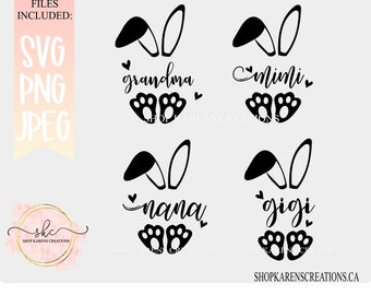 Fichiers coupés de lapin de Pâques, fichiers SVG de Pâques, dessins de Pâques coupés, lapin de Pâques SVG, fichiers coupés de lapin, fichiers de Pâques svg, grand-mère, grand-mère, Mimi, Gigi
