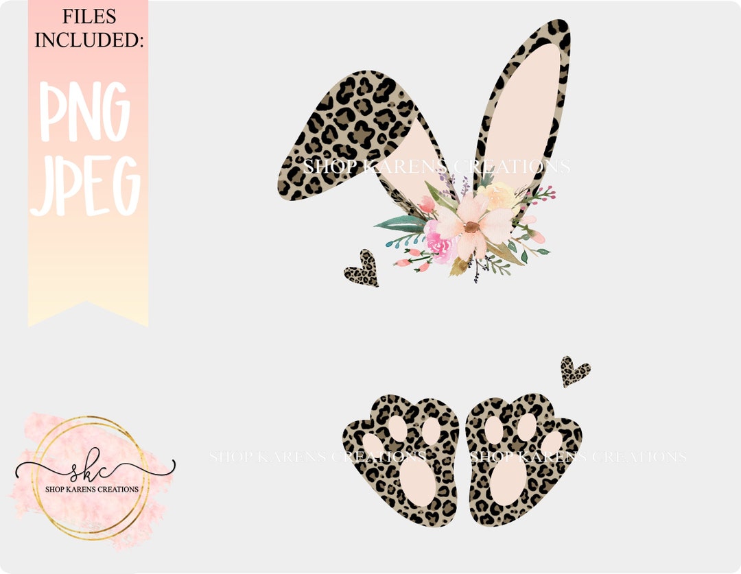 Leopard Print Bunny Pink Inside Ears, Easter Files, Cheetah Print ...
