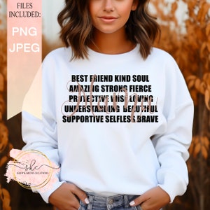 Maman, meilleure amie, âme bienveillante, incroyable, forte, féroce, protectrice, sage, belle conception de fête des mères, fête des mères, PNG png thumbnail