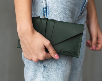 Clutch bags for women, Leather envelope clutch, Monogram clutch bag, Evening handbag, Leather clutch bag, Leather clutch purse