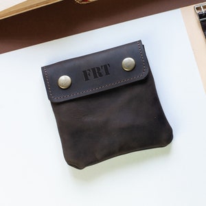 Portarosario per uomo, Portarosario in pelle, Piccolo portarosario in pelle, Portarosario, Borsa portarosario, Portamonete personalizzato per uomo, Portamonete con chiusura a pressione