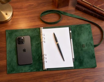 Personalized leather binder, A5 leather binder, A5 binder cover, Leather binder cover, Leather binder portfolio, 3 ring binder